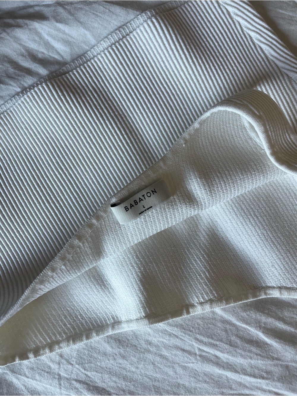 Babaton White Ribbed Tank Top